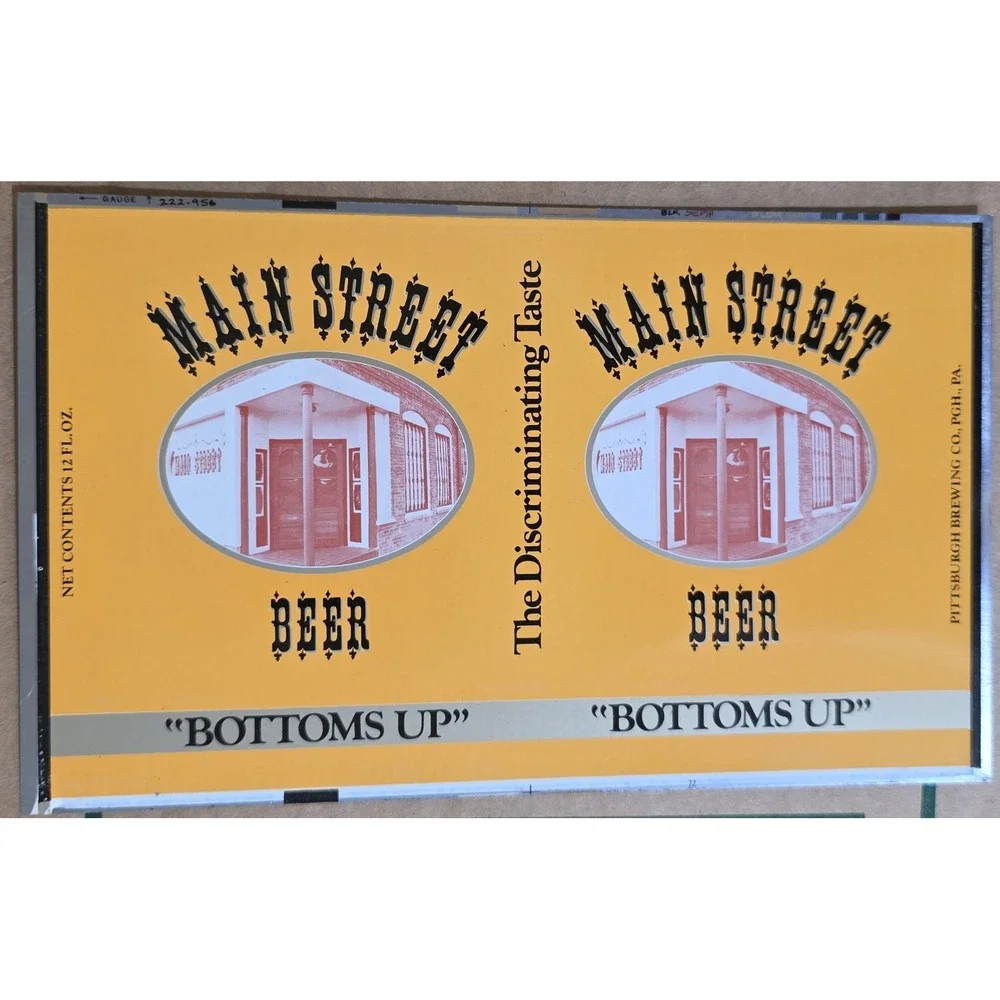 Bottoms‎ Up Main Street Beer flat unrolled beer Can 